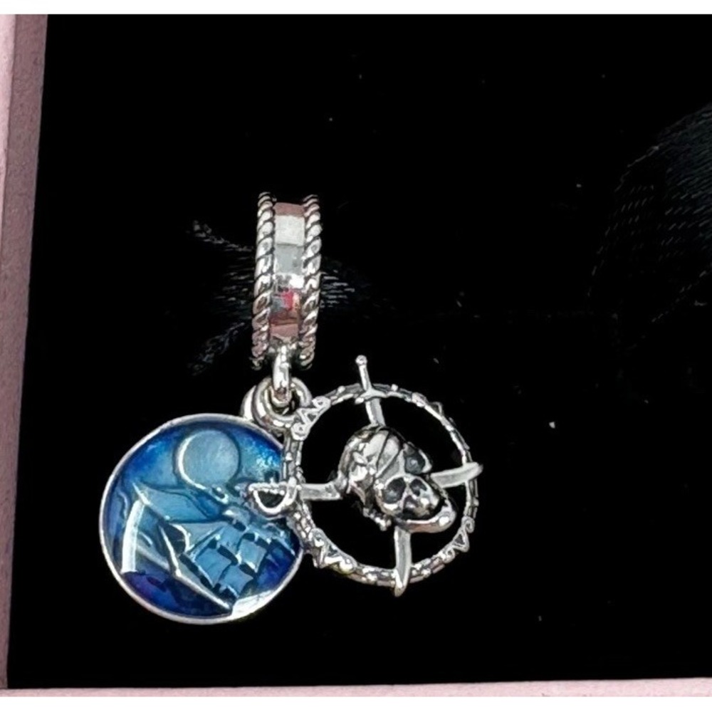 Disney Parks Pandora Charm Pirates Of The Caribbean Dangle Double Sided Ship NEW